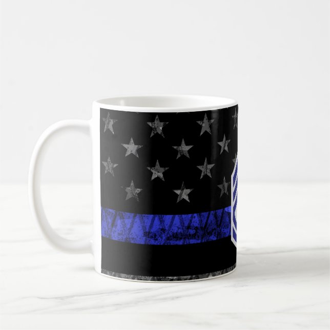 Sergeant mit Diamond Thin Blue Line Distressed Fl Kaffeetasse (Links)