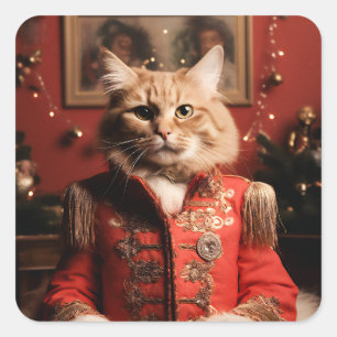 Sergeant Pepper Cat Quadratischer Aufkleber