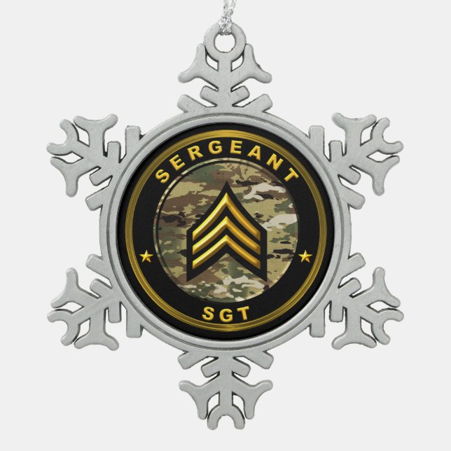 Sergeant SGT Schneeflocken Zinn-Ornament (Vorderseite)