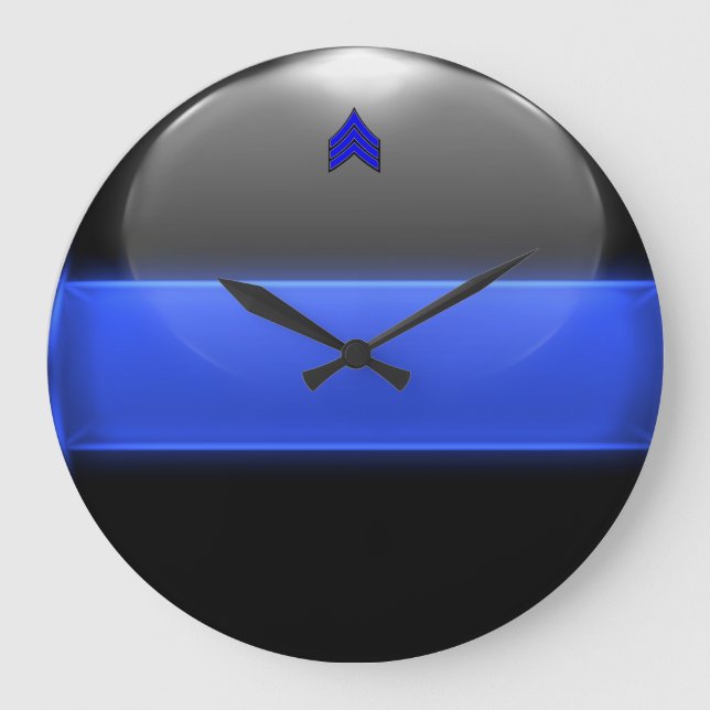 Sergeant Streifen der dünnen blauen Linie (weißer  Große Wanduhr (Vorderseite)