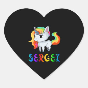 Sergei Unicorn Herz-Aufkleber