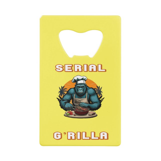 Serial G'rilla Master GRILLEN Griller Fun Pun Geldbeutel Flaschenöffner (Vorderseite)