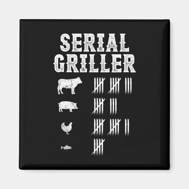 Serial Griller Funny Grill Grillen Master Fun Magnet (Vorne)