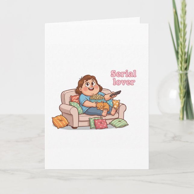 Serial Lover Cute Card – Cozy Night with Cat Karte (Vorderseite)