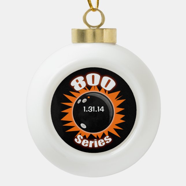Serie 800 in Bowling, Orange und Black Keramik Kugel-Ornament (Vorderseite)