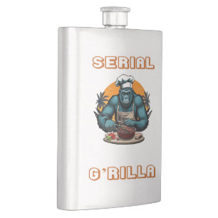 Serieller G'rilla Meister BBQ Griller Spaß Wortspi Flachmann