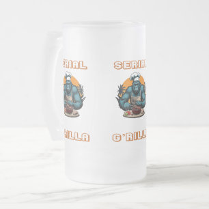 Serieller G'rilla Meister BBQ Griller Spaß Wortspi Mattglas Bierglas