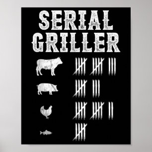 Serieller Griller Lustiger Griller Grill Bbq Meist Poster