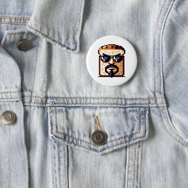 Serielles Brot - Funny Pixel Art Retro Charakter Button (Beispiel)