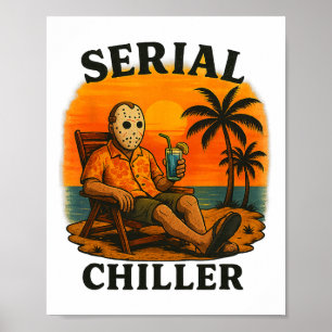 Serienkiller Lustiger Horror Hockeymasken Urlaub Poster