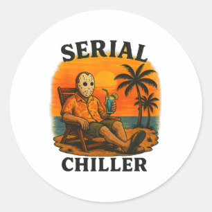 Serienkiller lustiger Horror-Hockeymasken-Urlaub  Runder Aufkleber