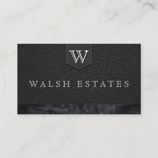 Serientyp Monogramm/Lederhintergrund Visitenkarte (Vorderseite)