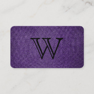 Serientyp Weißes Monogramm   Lila Textur Visitenkarte