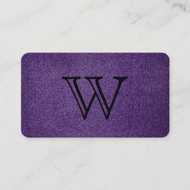 Serientyp Weißes Monogramm | Lila Textur Visitenkarte (Vorderseite)