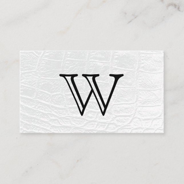 Serientyp Weißes Monogramm | Weißes Leder Visitenkarte (Vorderseite)