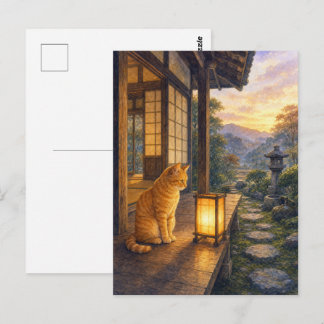 series_3_8｜Gazing Lantern Tabby Cat Japanese Art Postkarte