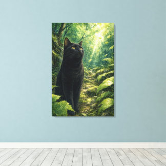 series_4_2｜Summer Forest Black Cat Japanese Art Leinwanddruck