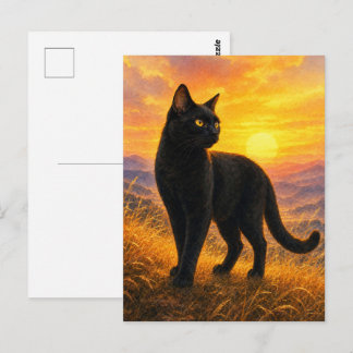 series_4_3｜Sunset Hills Black Cat Japanese Art Postkarte