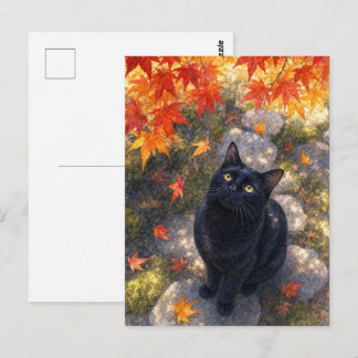 series_4_6｜Autumn Maple Black Cat Japanese Art Postkarte