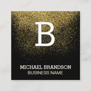 Serif Monogramm Gold Confetti Quadratische Visitenkarte