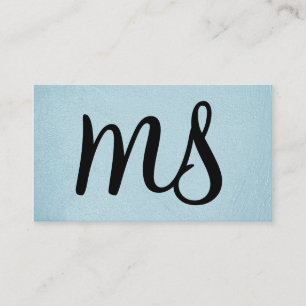 Serif   Monogramm   Light Blue Visitenkarte