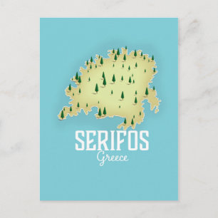 Serifos Griechisch Map Illustriertes Reiseplakat Postkarte