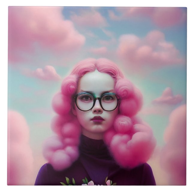 Seriös rosa Haare Fliese (Vorderseite)