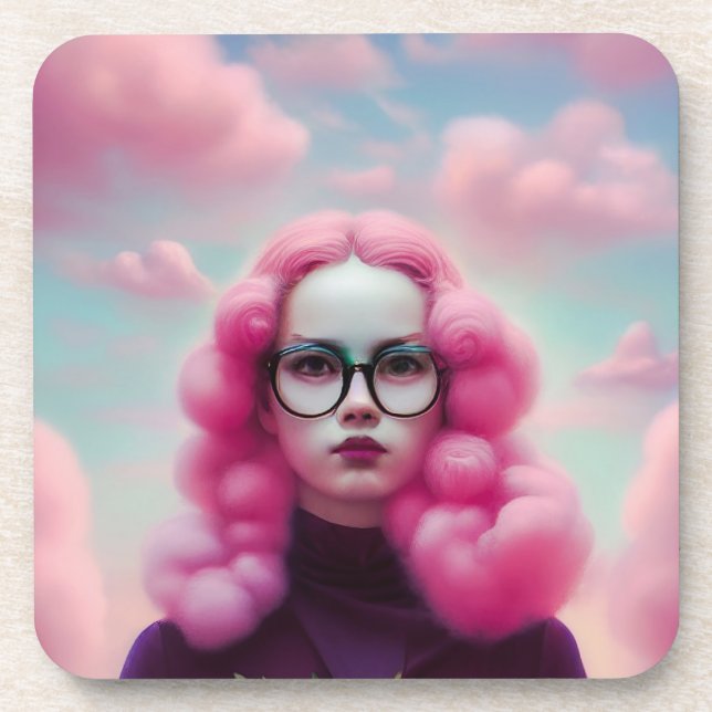 Seriös rosa Haare Getränkeuntersetzer (Vorderseite)