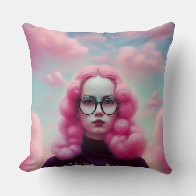 Seriös rosa Haare Kissen (Vorderseite)