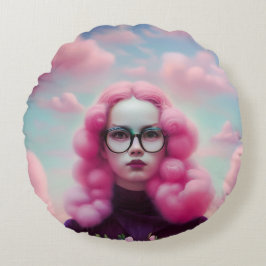 Seriös rosa Haare Rundes Kissen