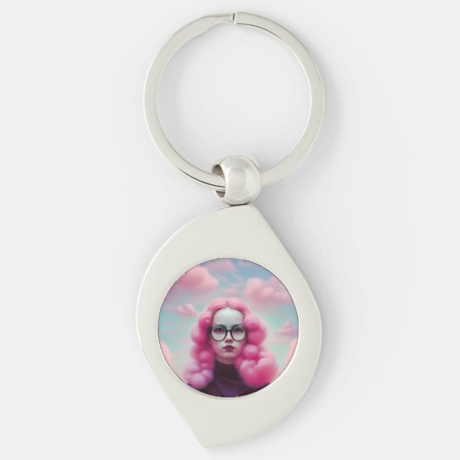 Seriös rosa Haare Schlüsselanhänger (Vorderseite)