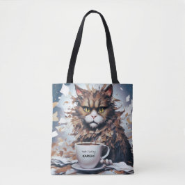 Seriöse Abstrakte Katze mit "Not Today"-Tasche Tasche