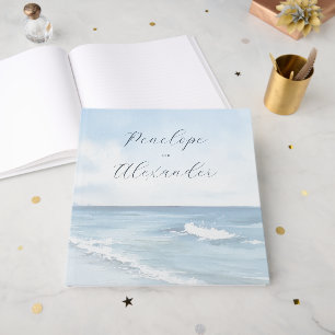 Seriöse Blaue Aquarell-Strandwellen Gästebuch