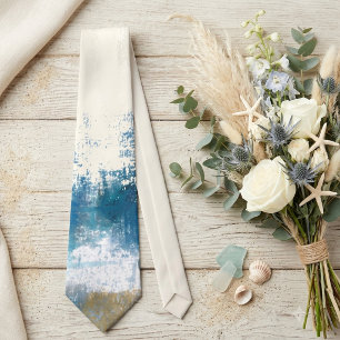 Seriöse Blaue Küsten-Abstrakte Hochzeit Krawatte