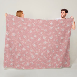 Seriöse Rosa Blumen-Decke Fleecedecke