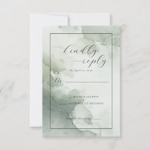 Seriöses grünes Aquarell RSVP Karte