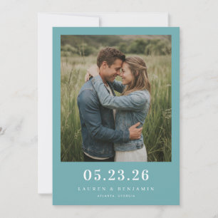 Seriöses Teal Minimalistisches Foto Save The Date