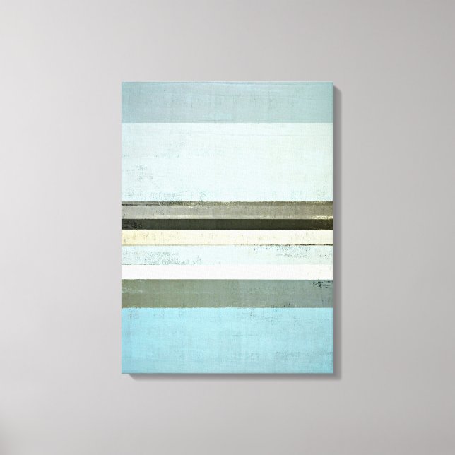 'Serious' Blue and Gray Abstrakt Art Canvas Print Leinwanddruck (Vorderseite)