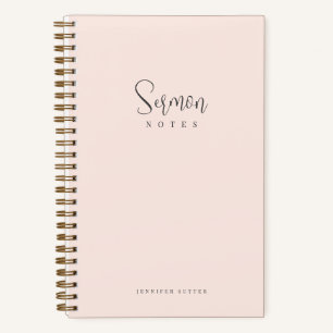 Sermon Notes Simple Minimal Blush Pink Calligraphy Notizbuch