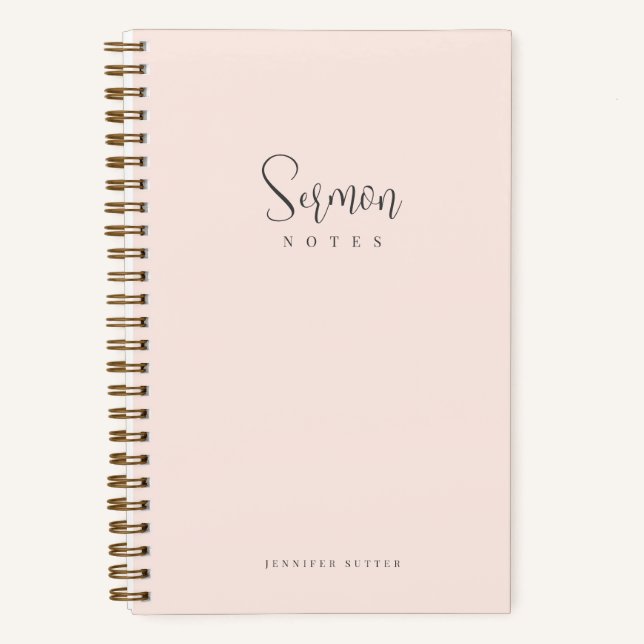 Sermon Notes Simple Minimal Blush Pink Calligraphy Notizbuch (Vorderseite)