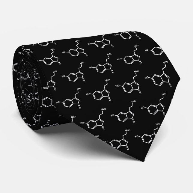 Serotonin Molecule Chemie Fans schwarz Krawatte (Gerollt)