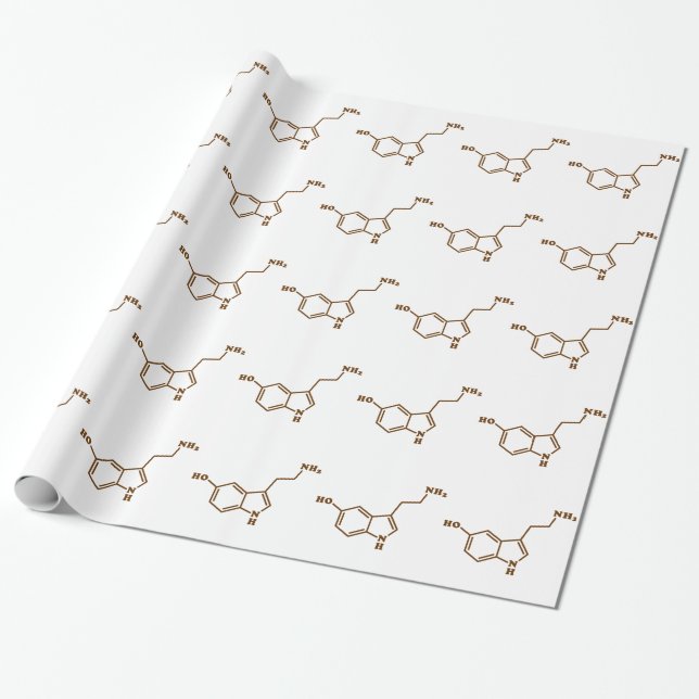 Serotonin Molekulare Chemische Formel Geschenkpapier (Ungerollt)