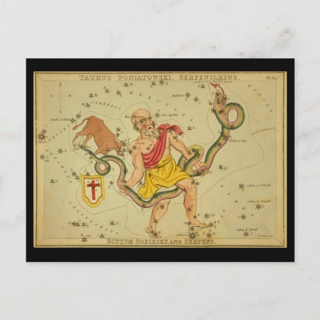 Serpens, Taurus Poniatowski, Serpentarius, etc. Postkarte (Vorderseite)