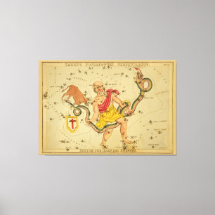 Serpens - Vintages Astronomisches Star Chart Image Leinwanddruck