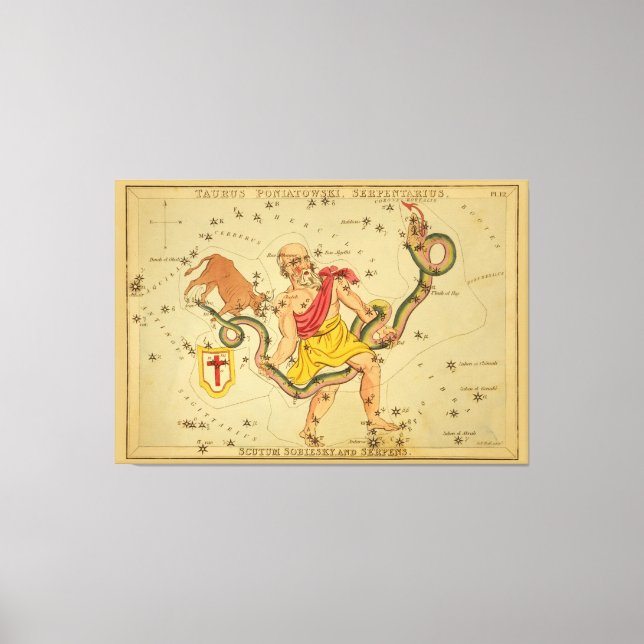 Serpens - Vintages Astronomisches Star Chart Image Leinwanddruck (Vorderseite)