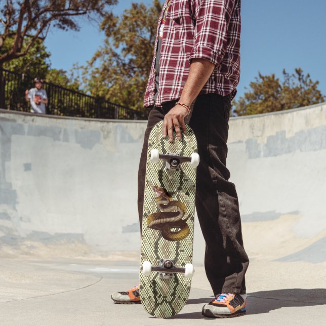 Serpent à sonnette attaquant sur un skateboard en  (Extérieur 2)