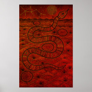 Serpent Aborigine Dot Poster