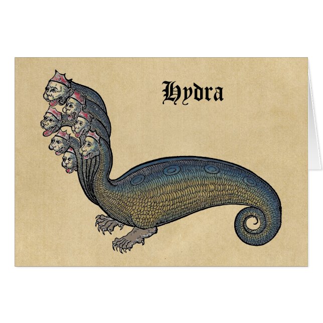 Serpent de mer d'Hydra Cartes pour notes (Devant horizontal)