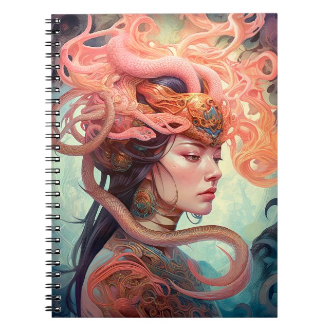 Serpent Hair Lady Fantasy Art Notizblock (Vorderseite)