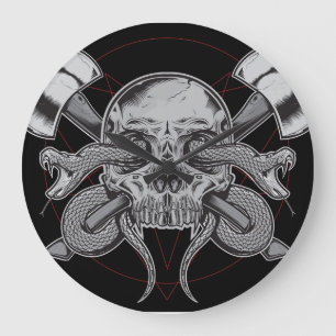 Serpent, horloge de crâne, avec des HACHES